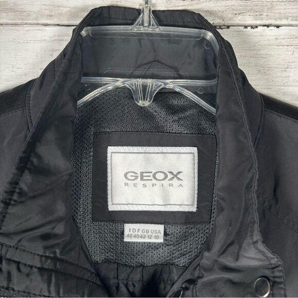 GEOX Womens Respira Utility Waterproof Breathable Italian Black Jacket Sz 10 - Picture 4 of 13